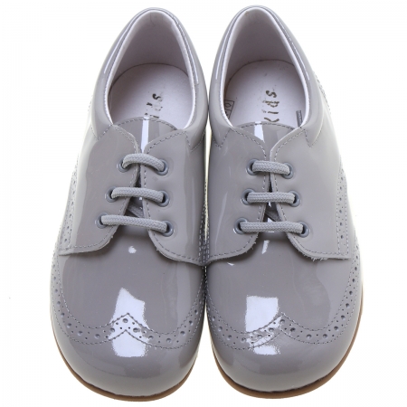 Boys Ice Grey Patent Leather Shoes #3