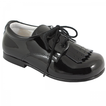 Boys Black Patent Shoes With Removable Fringe