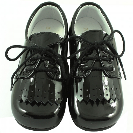 Boys Black Patent Shoes With Removable Fringe #2