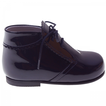 Navy Patent Boots Scallop Edge #2