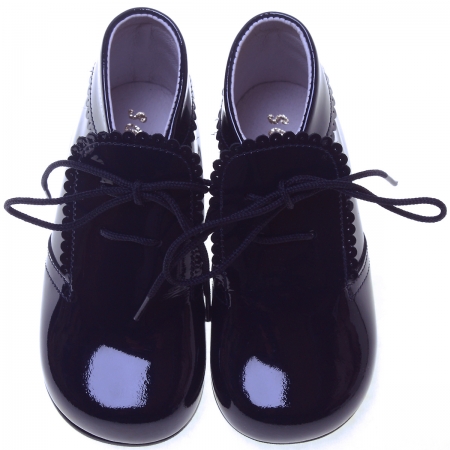 Navy Patent Boots Scallop Edge #3