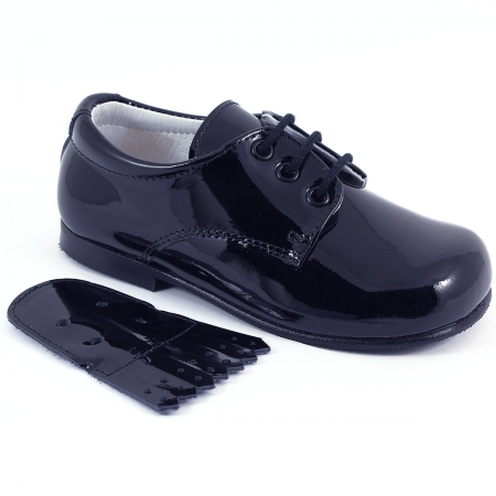 Boys Navy Patent Shoes With Removable Fringe #3