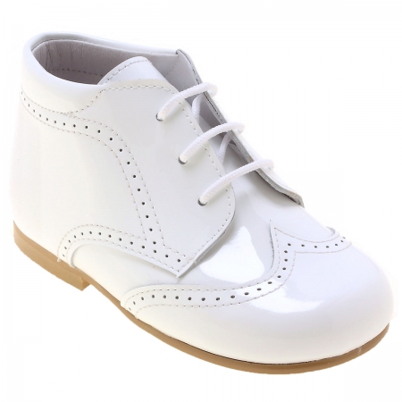 Boys White Boots in Patent Leather
