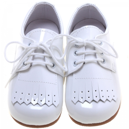 Boys White Patent Shoes With Removable Fringe #4
