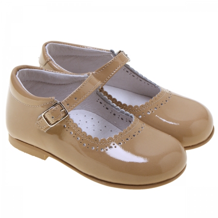 Toddler Girls Caramel Patent  Mary Jane Shoes Scallop Edge #2