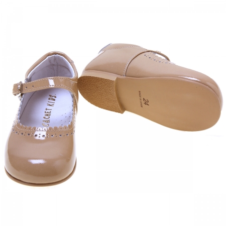 Toddler Girls Caramel Patent  Mary Jane Shoes Scallop Edge #3