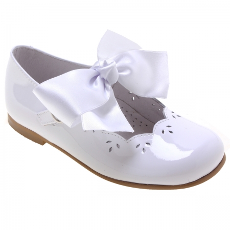 Girls White Patent Mary Jane Bow Shoes