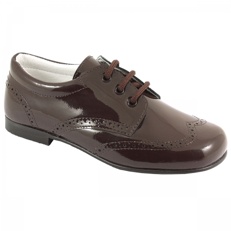 Boys Choco Brown Patent Shoes In Patent Leather