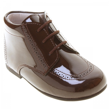Boys Choco Brown Boots In Patent Leather