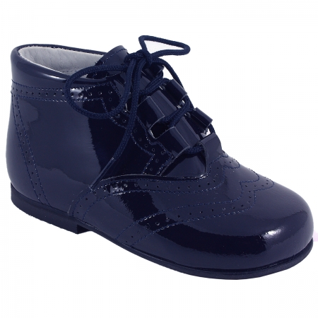 Boys Baby Navy Patent Brogue Boots