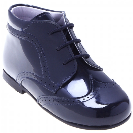 Boys Traditional Navy Patent Boots