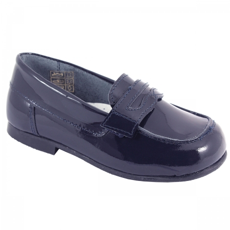 Navy Patent Loafer Shoes