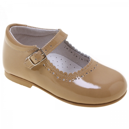 Toddler Girls Caramel Patent  Mary Jane Shoes Scallop Edge