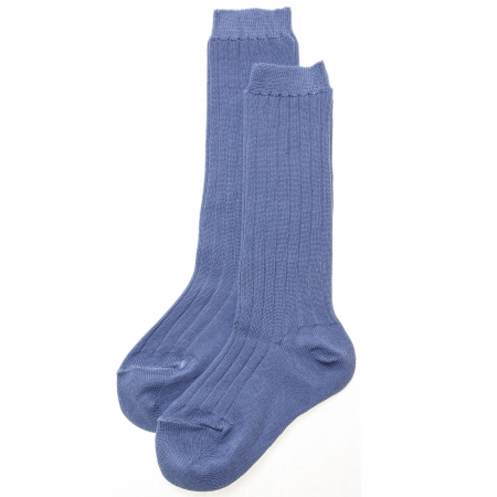Fine Rib Knee High Blue Socks From Carlomagno