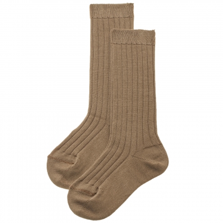 Caramel Brown Fine Rib Knee High Socks