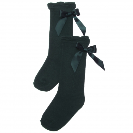 Carlomagno Girls Green Knee High Bow Socks