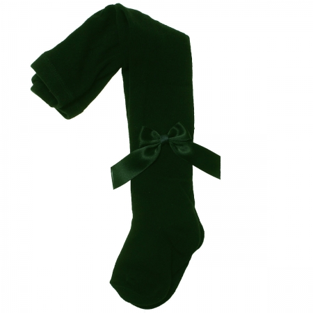 Carlomagno Girls Bottle Green Bow Tights Made in Spain