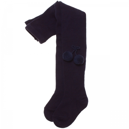Carlomagno Pom Pom Navy Tights