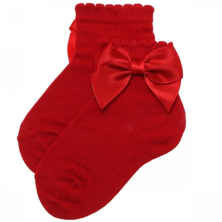 Red Colour Bow Socks For Babies And Toddlers Girls