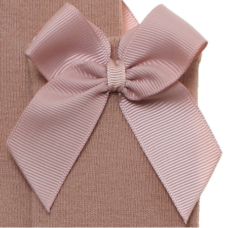 Girls Knee High Caramel Gros Grain Bow Socks #2