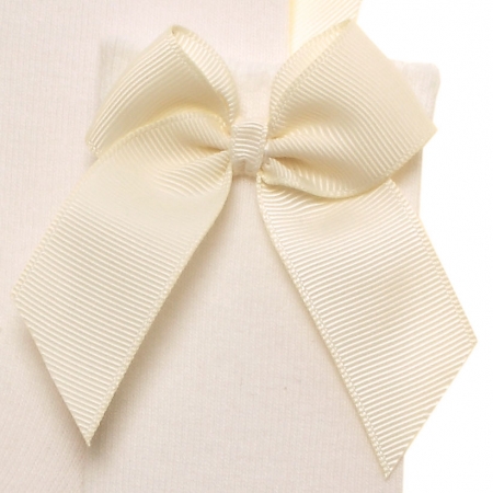 Knee High Gros Grain Bow Ivory Socks For Girls #2