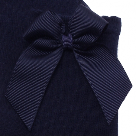 Knee High Gros Grain Bow Navy Socks For Girls #2