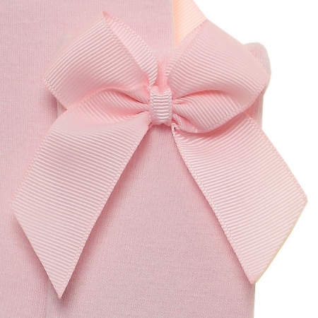 Girls Knee High Pink Socks With Gros Grain Bows #2