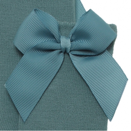 Sea Green Colour Girls Knee High Gros Grain Bow Socks #2