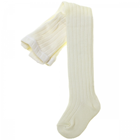 Carlomagno Ribbed Ivory Tights Made in Spain