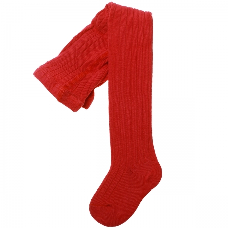 Carlomagno Ribbed Red Tights Made in Spain