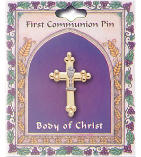 Cross and Chalice First Holy Communion Pin Or Brooch