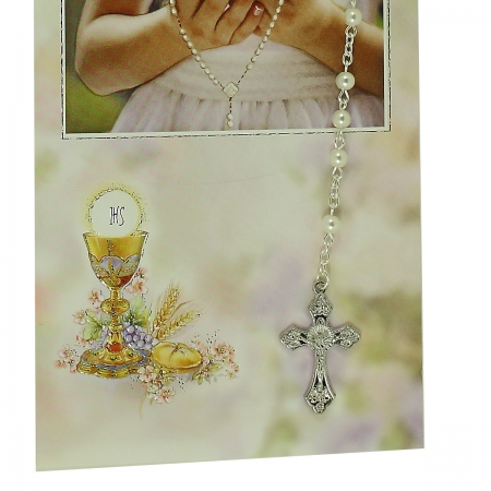 Dear Granddaughter First Communion Card With Pearl Rosary #2