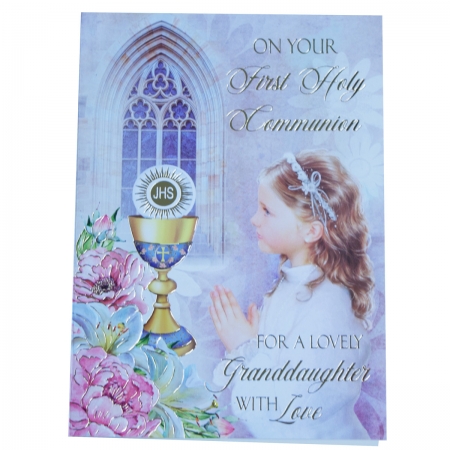 For A Lovely Granddaughter With Love On You First Holy Communion Card