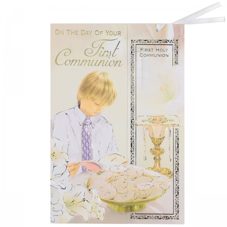 Boys First Communion Card With Detachable Bookmarker