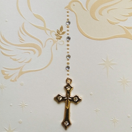 Confirmation Card With Dove Symbol 3D Cross With Diamantes #2