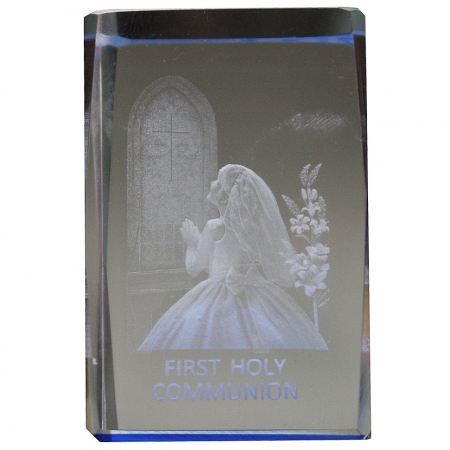 Girls First Holy Communion Gift Glass Paper Weight
