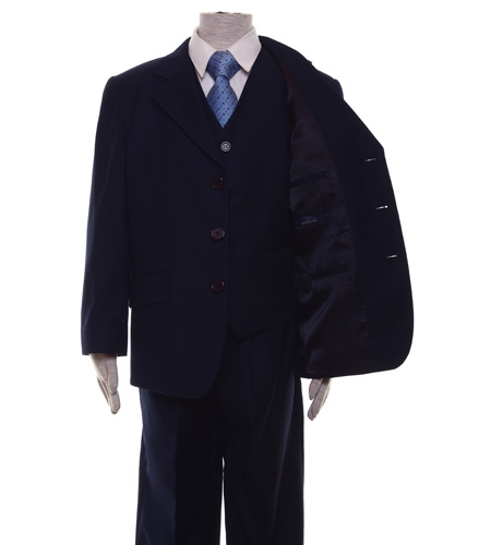 High Quality Boys Navy Suit 3 Piece #2