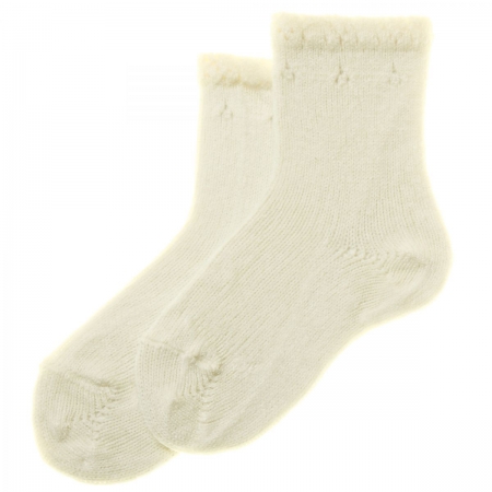 Soft And Warm High Quality Spanish Baby Boys Socks In Ivory