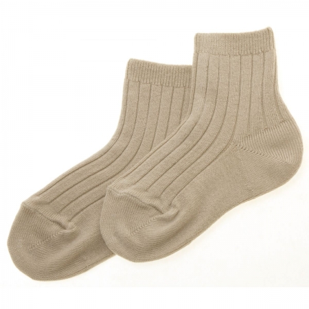 Baby Boys Light Brown Or Sand Colour Ribbed Dress Socks