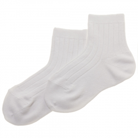 Ribbed Pattern Baby Boys White Dress Socks