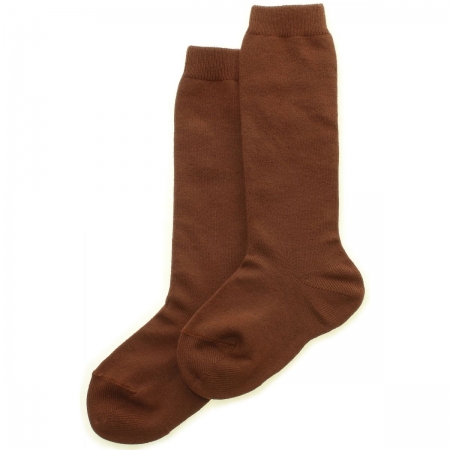 Quality Spanish Plain Knee High Brown Socks