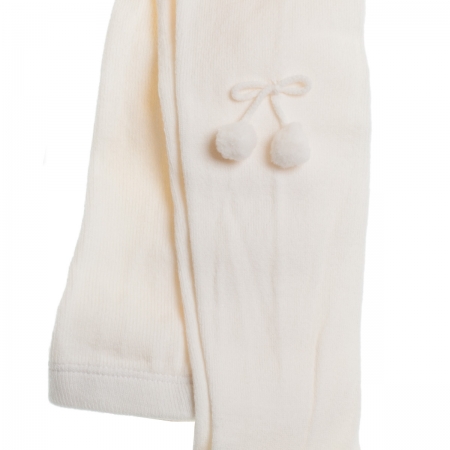 Condor Baby girls and little girls ivory pom pom tights plain #2