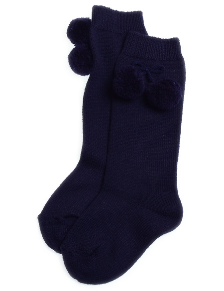 Condor Knee high navy pom pom socks