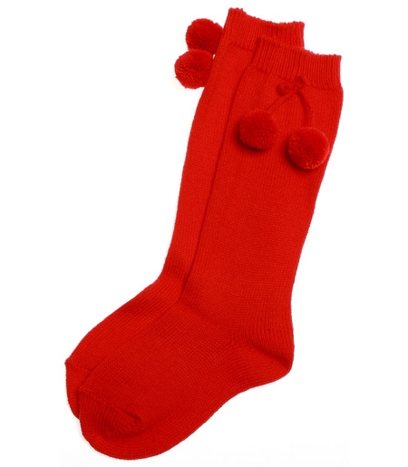 Condor Knee high red pom pom socks