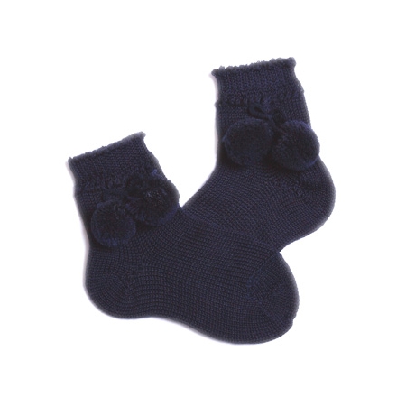 Navy pom pom socks