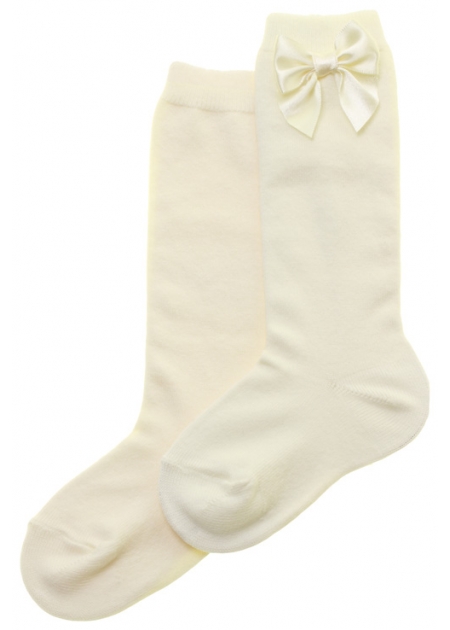 Knee High Ivory Socks With Bows