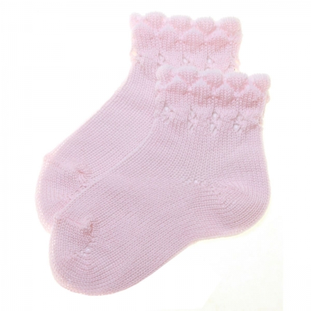 High Quality Baby Pink Scallop Edge Socks