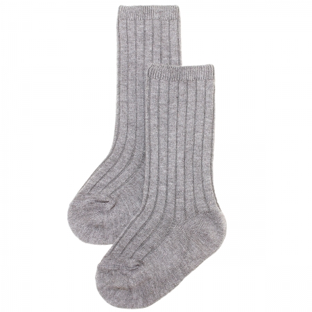 Light Grey Or Ice Grey Knee High Ribbed Socks In Grey For Boys And Girls