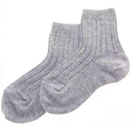Baby Boys Light Grey Or Ice Grey Ribbed Ankle Dress Socks
