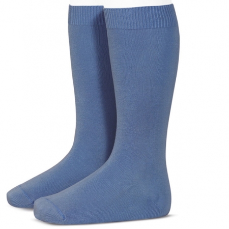 Soft Condor Knee High French Blue Plain Socks Made in Spain